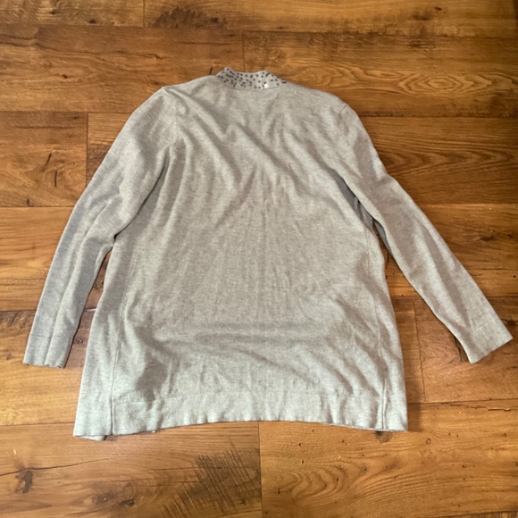 Charter club light gray open cardigan and sweater tank sweater set with sequins - Picture 12 of 13